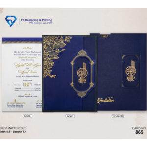 Royal Blue Gold Wedding Invitation