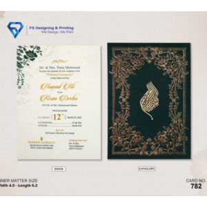 Emerald Green & Gold Floral Wedding Invitation Card