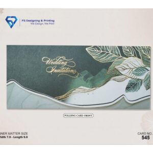 Elegant Green & Gold Folding Wedding Invitation Card