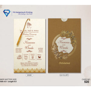 Elegant Brown & Cream Floral Wedding Invitation Card