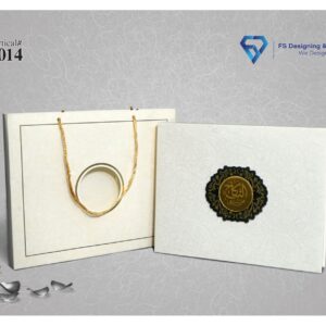 Elegant White & Gold Wedding Invitation Card with Bag