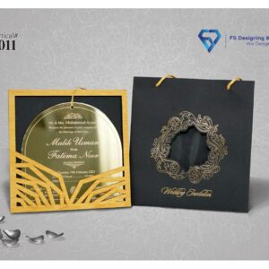 Luxury Black & Gold Acrylic Wedding Invitation Card