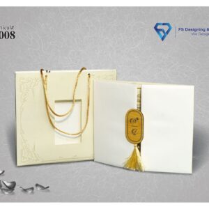 Elegant Ivory Wedding Invitation Card with Golden Tassel