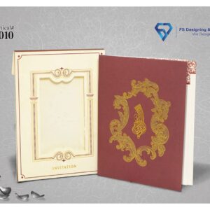 Elegant Maroon & Gold Royal Wedding Invitation Card