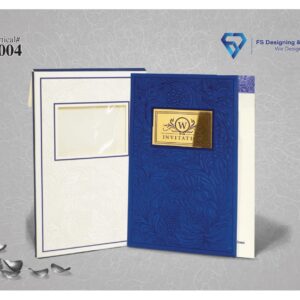 Elegant Royal Blue Wedding Invitation Card with Gold Plate