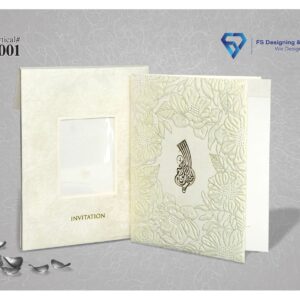 Elegant Ivory Embossed Floral Wedding Invitation Card
