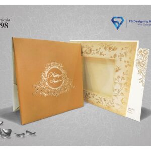 Luxury Golden Floral Window Wedding Invitation Card
