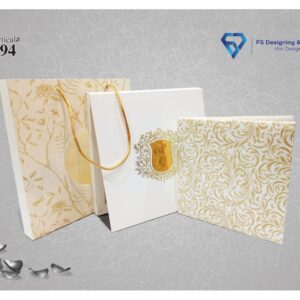 Luxury Ivory & Gold Floral Wedding Invitation Card with Box