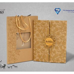 Luxury Golden Floral Wedding Invitation Card with Box