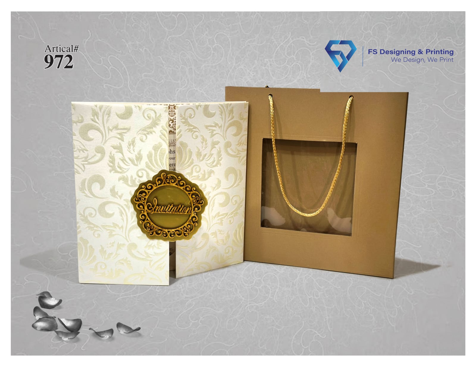 Luxury Ivory Floral Wedding Invitation Card with Gift Box - FS ...