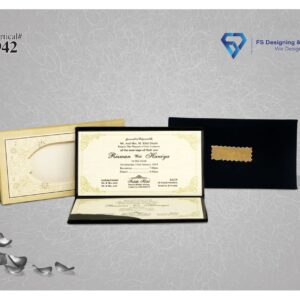 Luxury Black & Gold Certificate Style Wedding Invitation Card